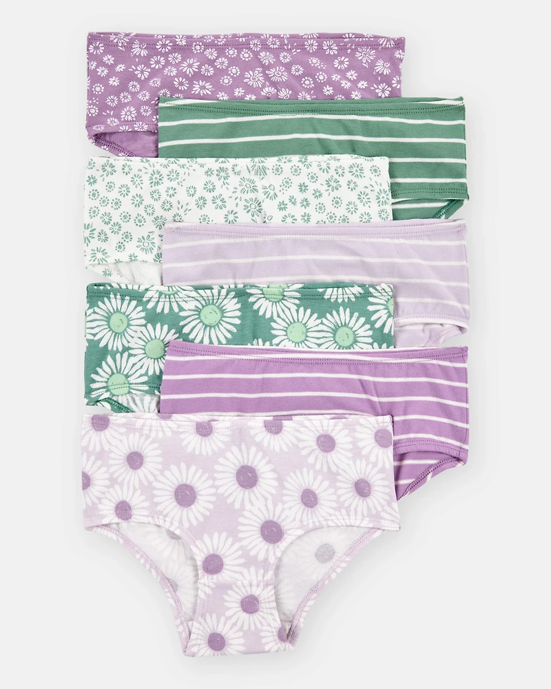 Toddler 7-Pack Striped Floral Brief Stretch Underwear
