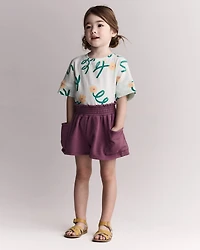 Toddler Girl High-Low Dolman Tee in Floral Print - Light Green
