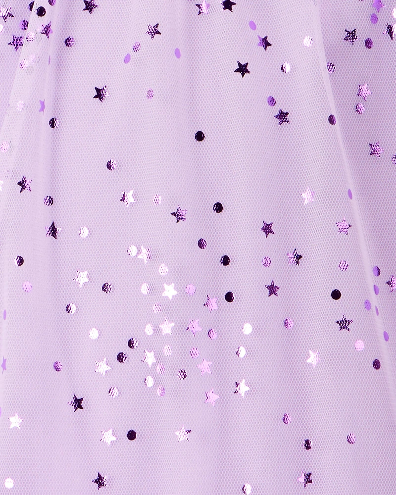 Toddler Girl Star Princess Tulle Dress - Purple