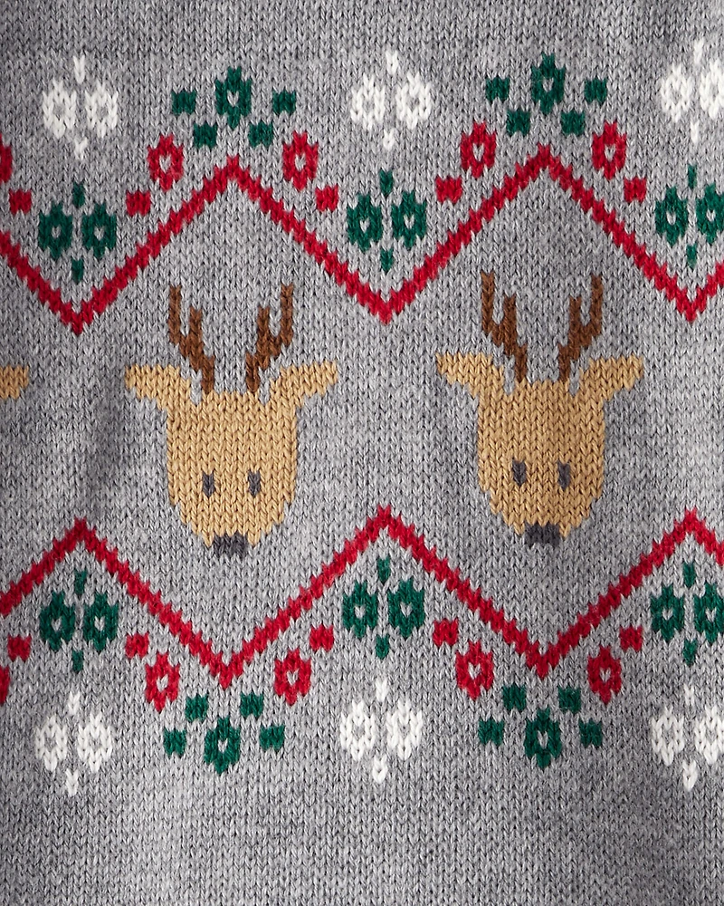 Baby Boy Fair Isle Long-Sleeve Jumpsuit - Grey