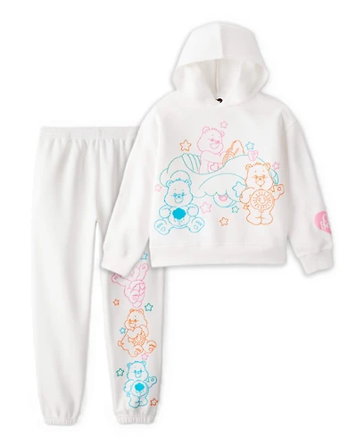 Girls 2-Piece Care Bears Pullover Hoodie & Active Pants Set - White