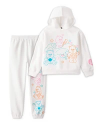 Girls 2-Piece Care Bears Pullover Hoodie & Active Pants Set - White