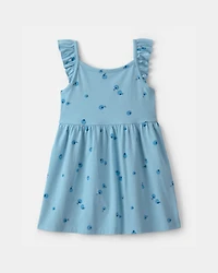 Toddler Girl Blueberry Ruffle-Sleeve Dress - Blue