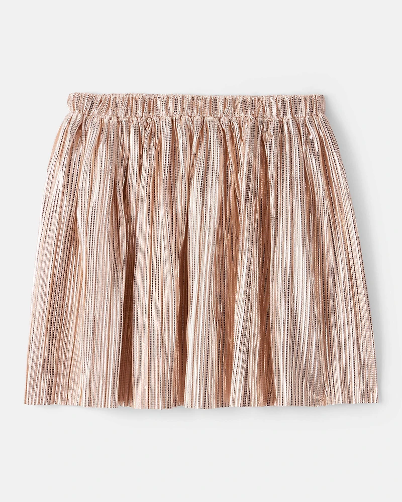 Girls Metallic Pleated  Skirt - Gold
