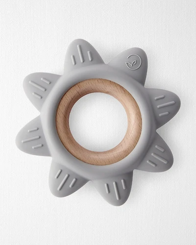 Baby Little Planet Silicone &  Wood Teether - Grey