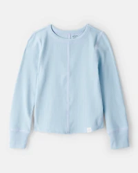 Girls Active Rib Long-Sleeve Top - Blue