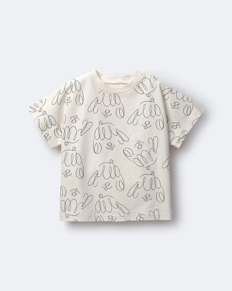 Toddler Dolman Tee in Dog Print - Cream