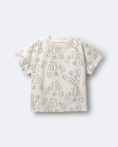 Toddler Dolman Tee in Dog Print - Cream