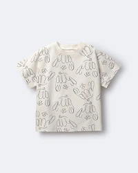 Toddler Dolman Tee in Dog Print - Cream