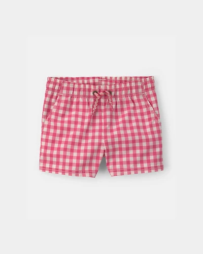 Baby Boy Gingham Poplin Shorts - Red