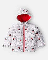 Girls Disney© Minnie Mouse Hooded Heavyweight Winter Jacket - White