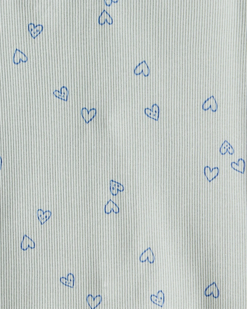 Toddler Girl 2-Pack Heart Print Cotton Long-Sleeve Top - Green/Pink