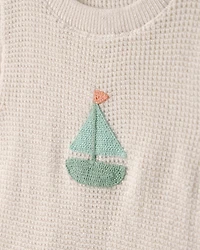 Baby 2-Piece Sailboat Crochet Top & Short Set - Cream