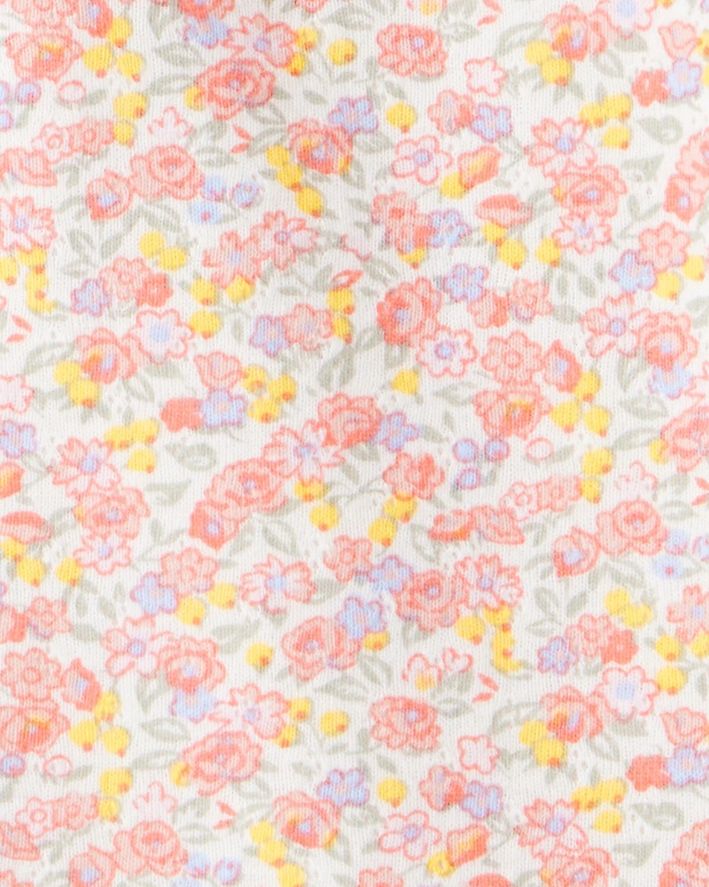 Baby Girl Floral Print Long-Sleeve Bodysuit - Pink
