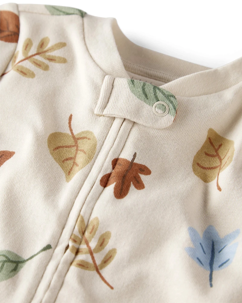 Baby Organic Cotton Sleep & Play Pajamas in Autumn Leaves Print