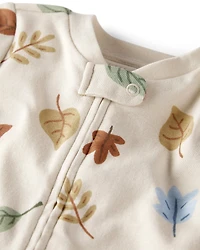 Baby Organic Cotton Sleep & Play Pajamas in Autumn Leaves Print