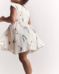 Toddler Girl Avenue Twirl™ Dress in Park Day Print - Cream