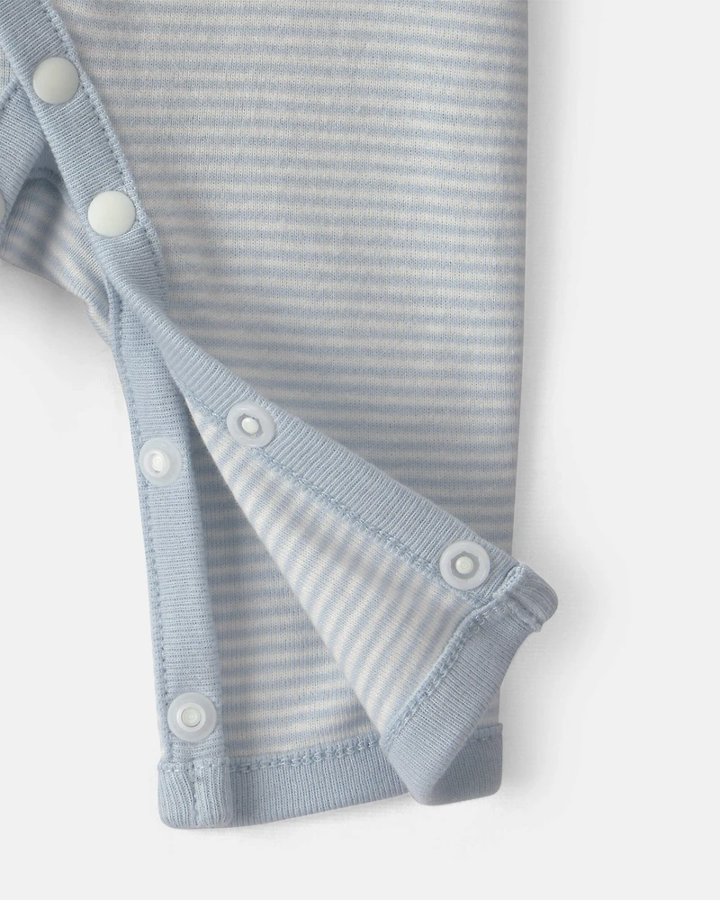 Baby Boy Striped 100% Cotton Sleep & Play Pajama - Blue