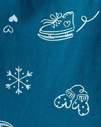 Baby Girl 2-Piece Winter Print Peplum Top & Cozy Leggings Set - Blue