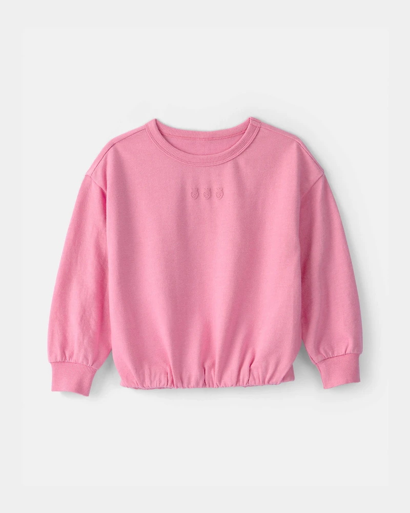 Toddler Girl Strawberry French Terry Pullover Sweatshirt - Pink