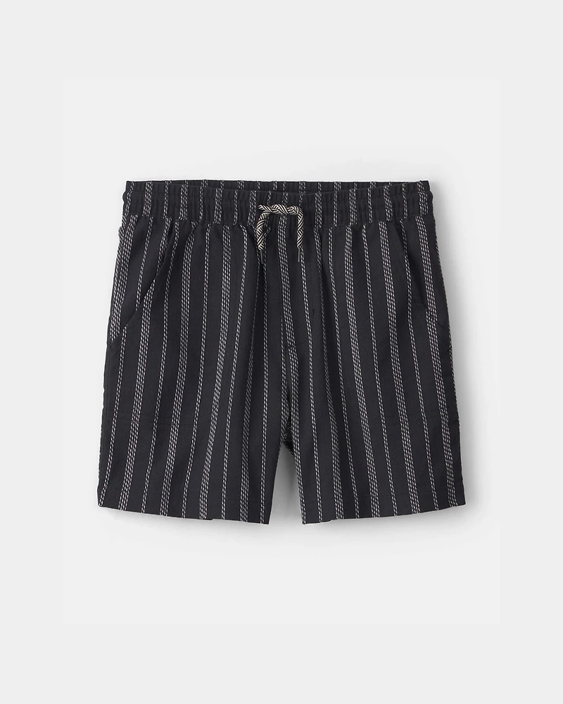 Boys 2-Piece Striped Button-Down Shirt & Short Set - Black