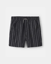 Boys 2-Piece Striped Button-Down Shirt & Short Set - Black