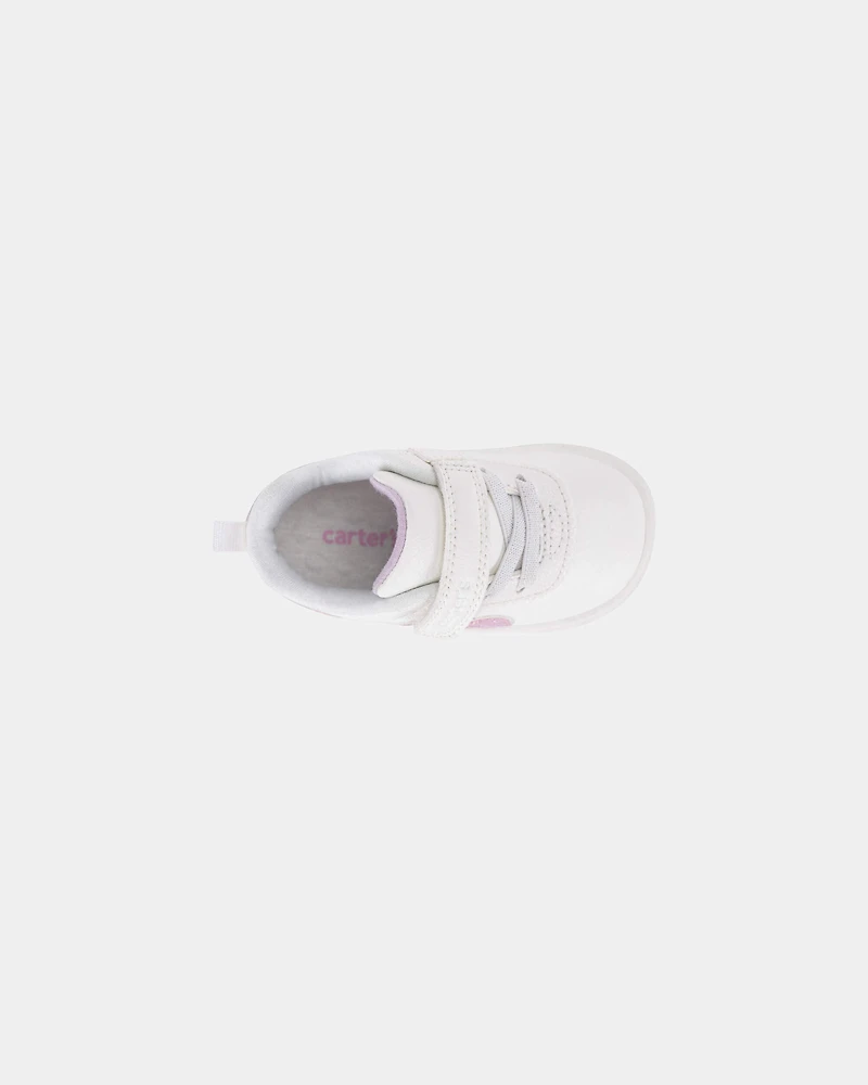 Baby Girl Every Step® First Walker Shimmer Heart Sneakers - White/Pink