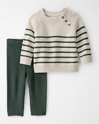 Baby 2-Piece Organic Cotton Sweater Knit Set in Stripes