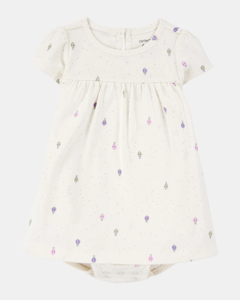 Baby 2-Piece Bodysuit Dress & Cardigan Set - Purple/White