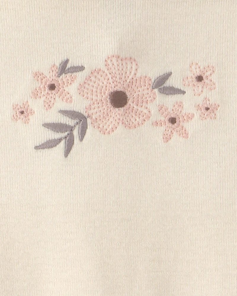 Baby Girl 3-Piece Floral Top, Bodysuit & Short Set - Brown/Ivory