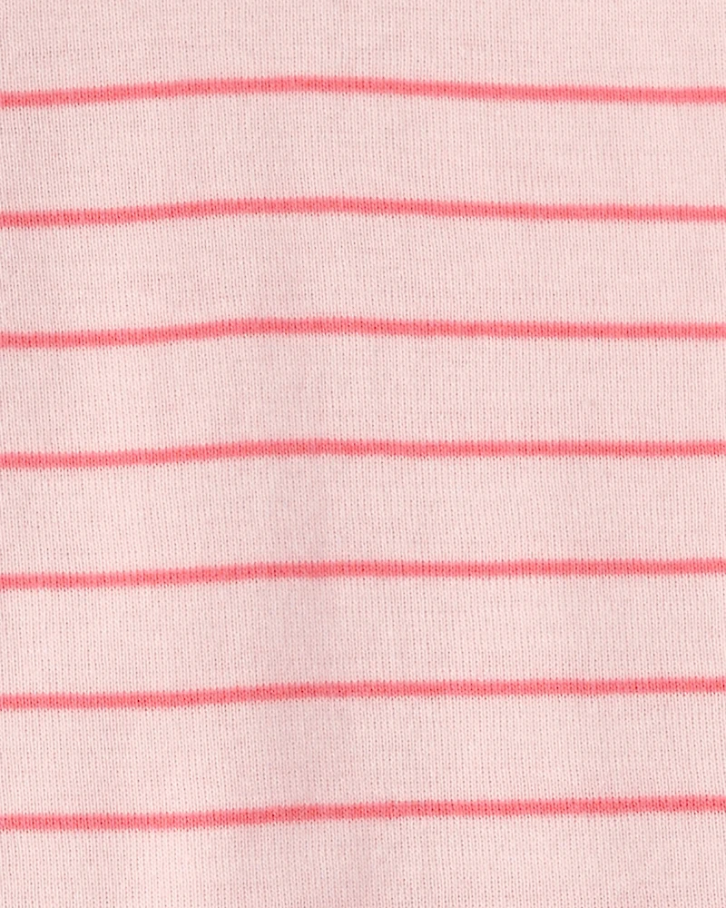 Baby Girl Ladybug Striped 100% Cotton Snug Fit 1-Piece Pajama - Pink