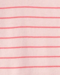 Baby Girl Ladybug Striped 100% Cotton Snug Fit 1-Piece Pajama - Pink