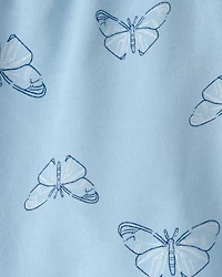 Girls Butterfly French Terry Shorts - Blue