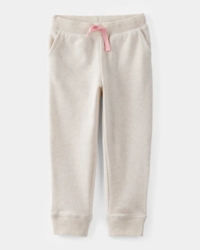 Toddler Girl Solid Fleece Drawstring Joggers - Oatmeal