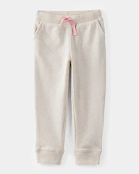 Toddler Girl Solid Fleece Drawstring Joggers - Oatmeal