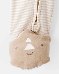 Toddler Boy Rhino 100% Cotton Long-Sleeve 1-Piece Pajamas - Ivory