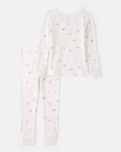 Toddler Girl Painting & Coloring Print PurelySoft Long-Sleeve 2-Piece Pajamas - Ivory