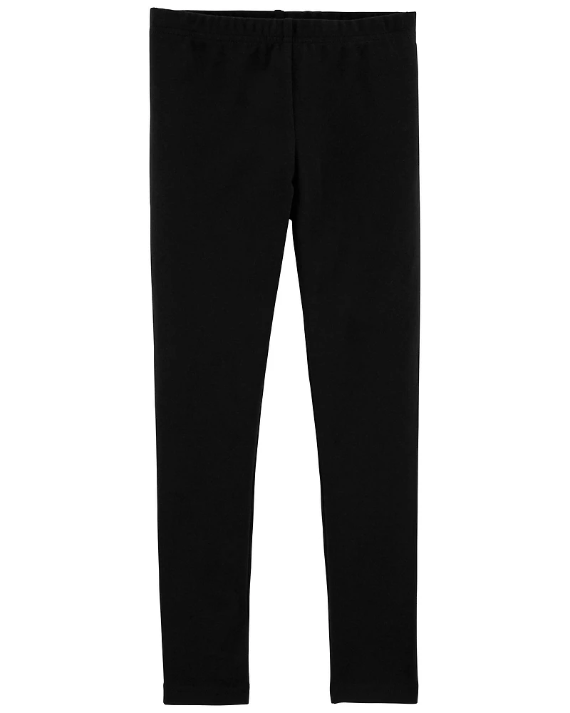 Girls Cotton Stretch Leggings - Black