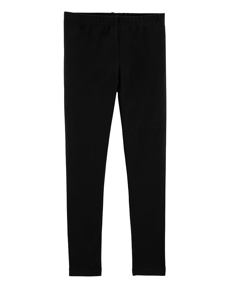 Girls Cotton Stretch Leggings - Black