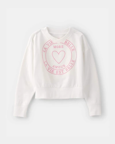 Girls 'More Amour' French Terry Pullover Sweatshirt - Ivory