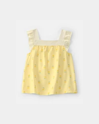 Girls Floral Sleeveless Loose Fit 2-Piece Pajama Set - Yellow