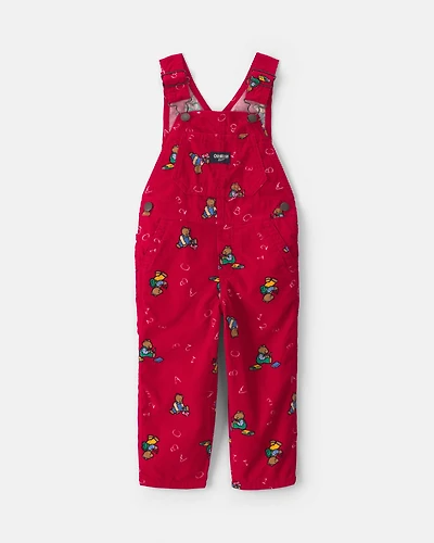 Toddler Bear Corduroy Overalls - Red