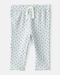 Baby Girl Polka Dot Print Cotton Pull-On Pants - Blue