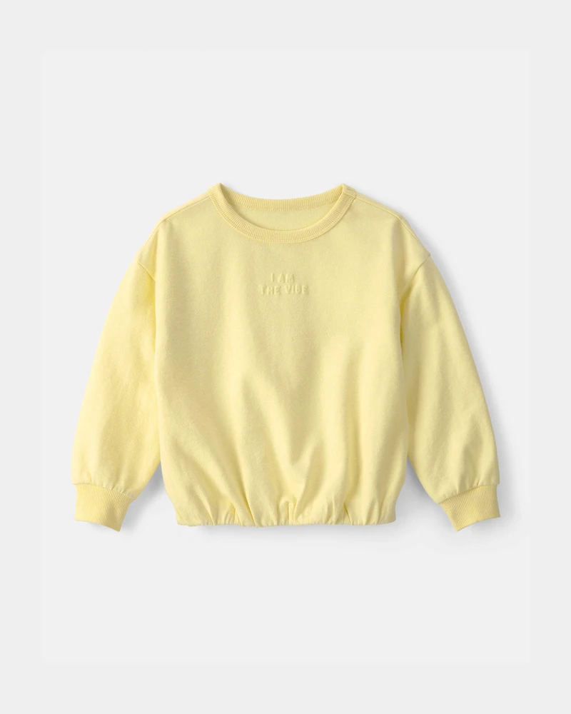 Toddler Girl 'I Am The Vibe' French Terry Pullover Sweatshirt - Yellow