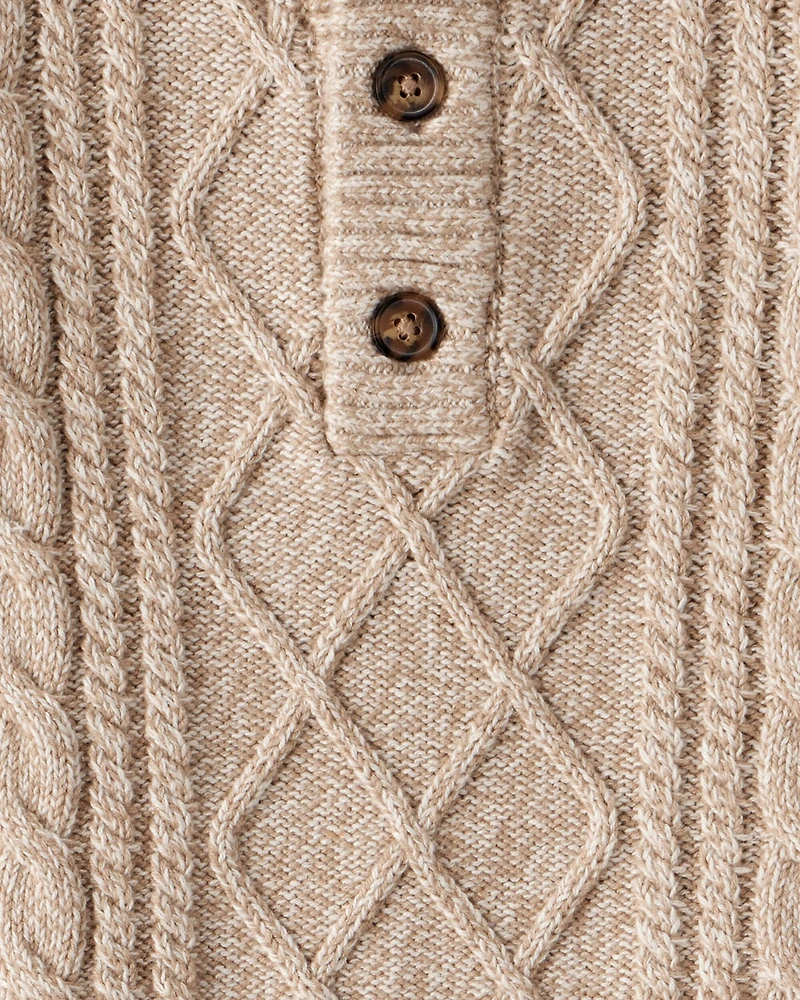 Toddler Boy Cable-Knit Long-Sleeve Sweater - Tan