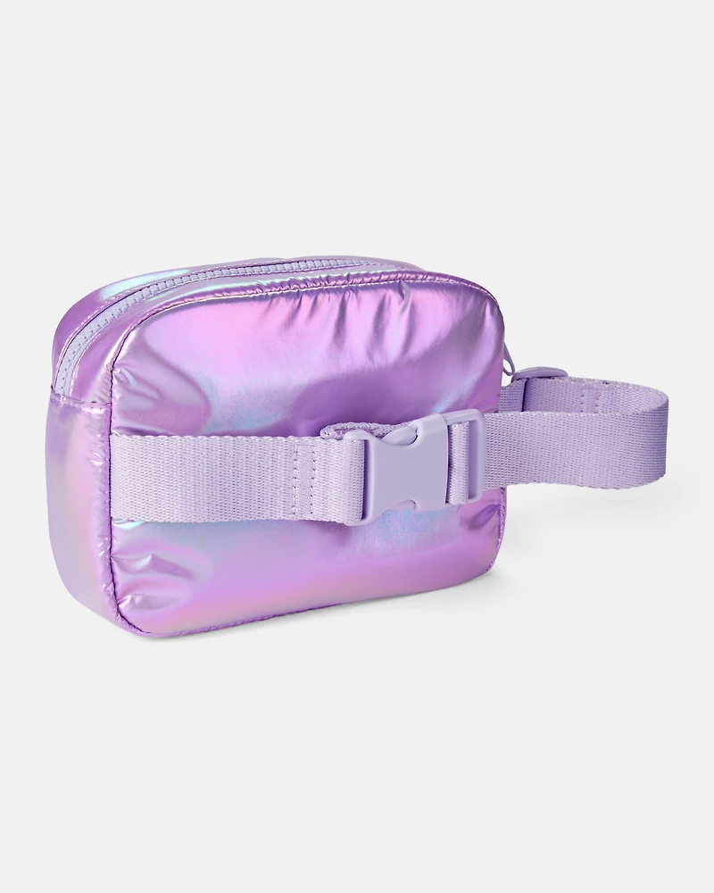 Girls Quilted Shiny Sling Bag - Purple