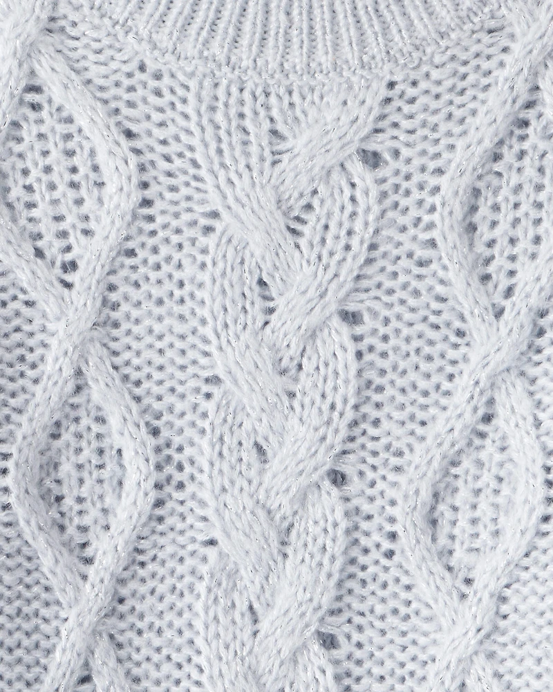 Toddler Girl Metallic Cable Knit Long-Sleeve Sweater - Blue