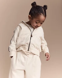 Toddler Girl Zip-Up Hoodie - Cream