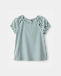 Toddler Girl Eyelet Short-Sleeve Top - Green