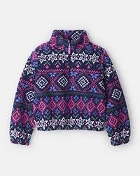 Girls Fair Isle Sherpa Quarter-Zip Pullover